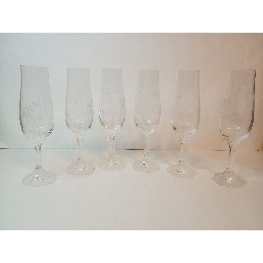 Rosenthal Crystal Discontinued Catherine (Etched) 8.5 Champagne Flutes Set of 6